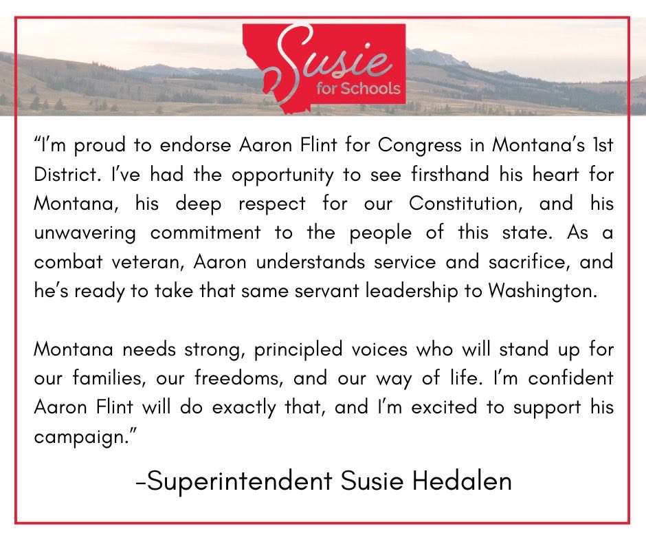 SusieHedalen's tweet photo. I’m proud to endorse @aaronflint for Congress! https://t.co/TqxjFNbbx7