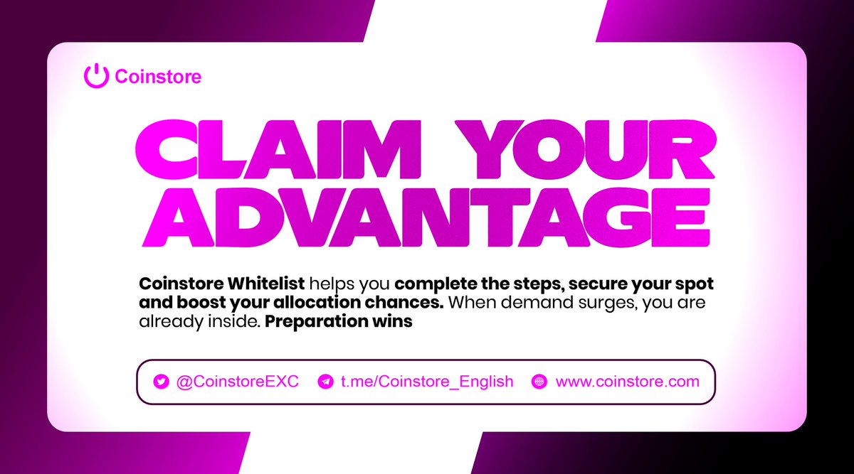 WifeyBhee890's tweet image. Opportunities don’t wait. Smart participants prepare.

With @Coinstoreexc Whitelist, you complete the steps early, secure your spot, and position yourself ahead of the crowd.

When demand spikes, you’re already in.
Join now 👇
h5.coinstore.vip/h5/signup?invi…

#Coinstore #Launchpad #IEO