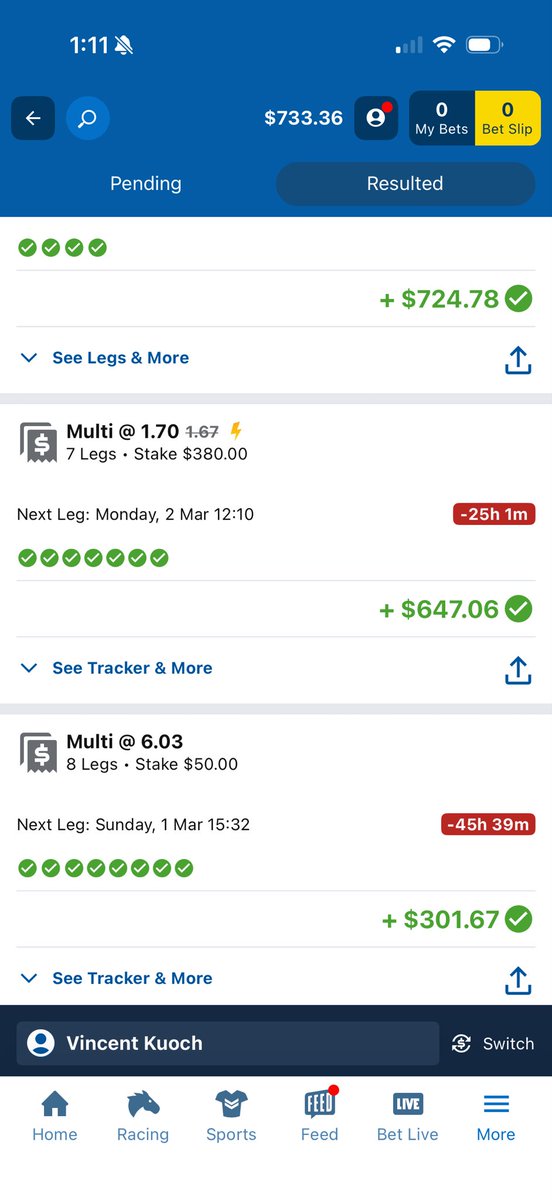 Great last few days on the sports betting ‼️ 
Stay patient guys and never bet on a new sports you’re not comfortable with . 
#GamblingX #sports