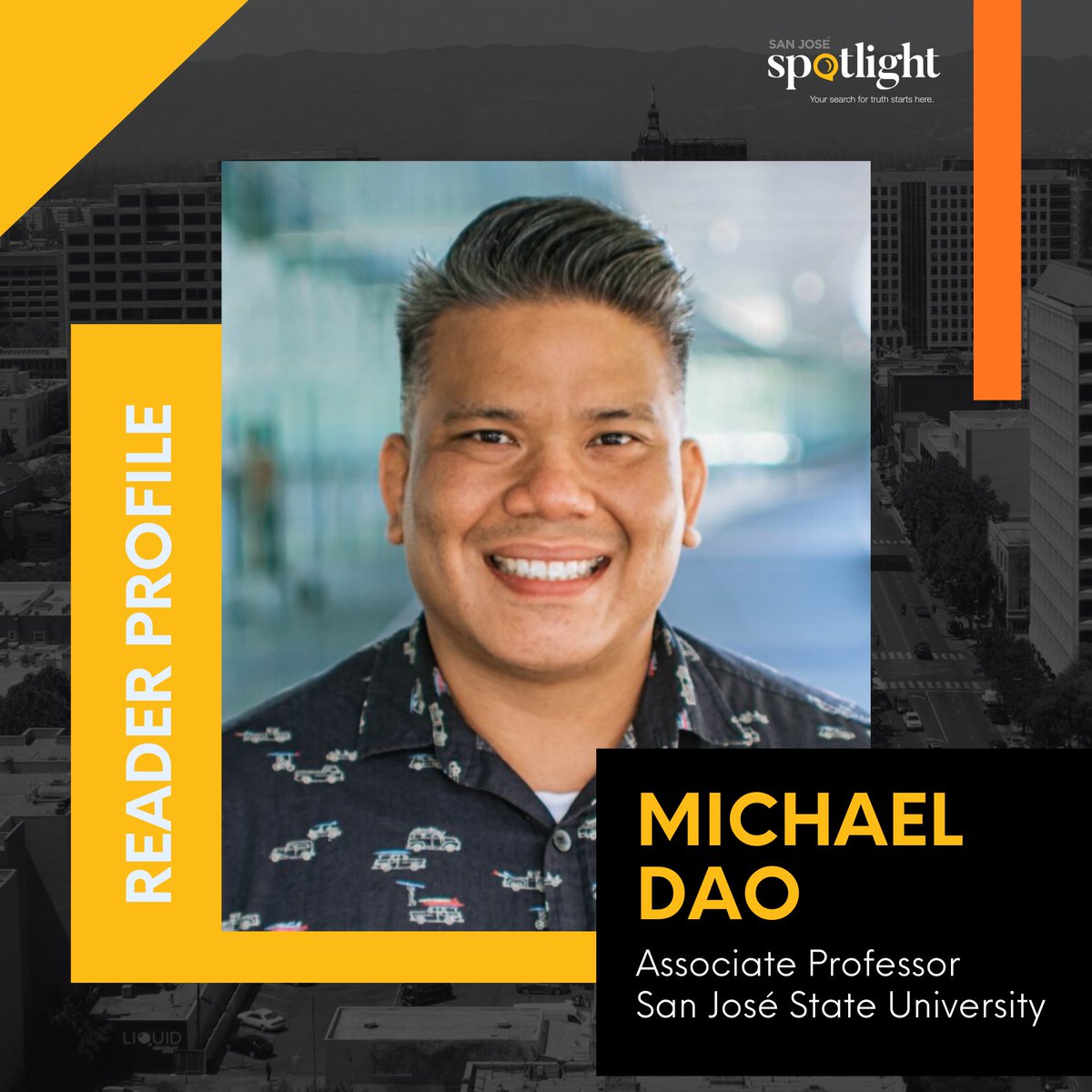 SJSpotlight's tweet image. How about a perspective from the classroom? 

San José native — and current Spotlight Board Member — Michael Dao shares his thoughts on the local community in this Reader Profile. 👨🏻‍💻📝

#SanJoseSpotlight, #IgniteEngageStrengthen, #SiliconValley, #SantaClaraCounty, #LocalNews