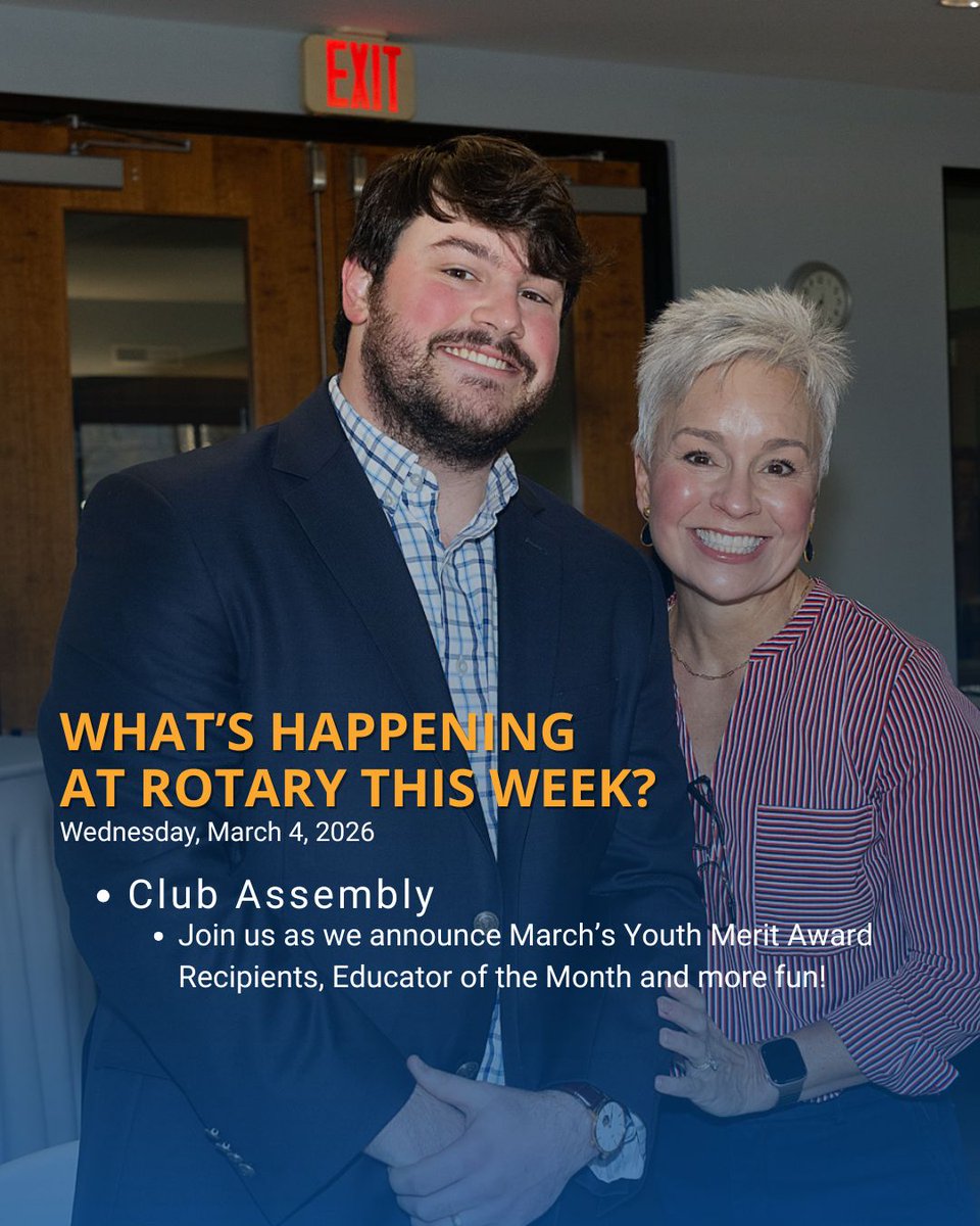RotaryClubTN's tweet image. This week at Rotary: Club Assembly! 💙

We’ll be announcing March’s Youth Merit Award recipients, honoring our Educator of the Month, and sharing time together as a Rotary family.

Join us and bring a guest!

#HendersonvilleRotary #RotaryFamily #ServiceAboveSelf