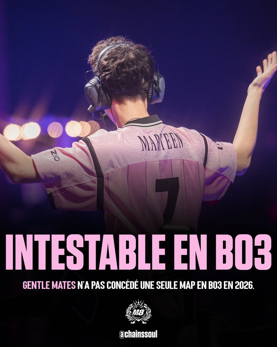 Gentle Mates 🇫🇷 n'a pas concédé une seule map en BO3 en 2026 !

2-0 FUT 🇹🇷 - VCT EMEA Kickoff
2-0 GIANTX 🇪🇸 - VCT EMEA Kickoff
2-0 NAVI 🇺🇦 - VCT EMEA Kickoff
2-0 EDG 🇨🇳 - Masters Santiago
2-0 TL 🇳🇱 - Masters Santiago 🆕