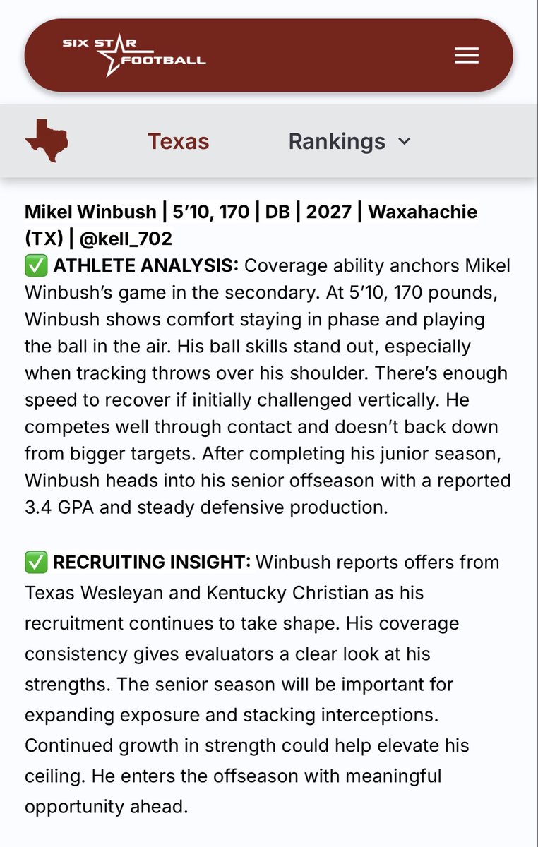 Mikel “Kell” Winbush C/O 2027 tweet media
