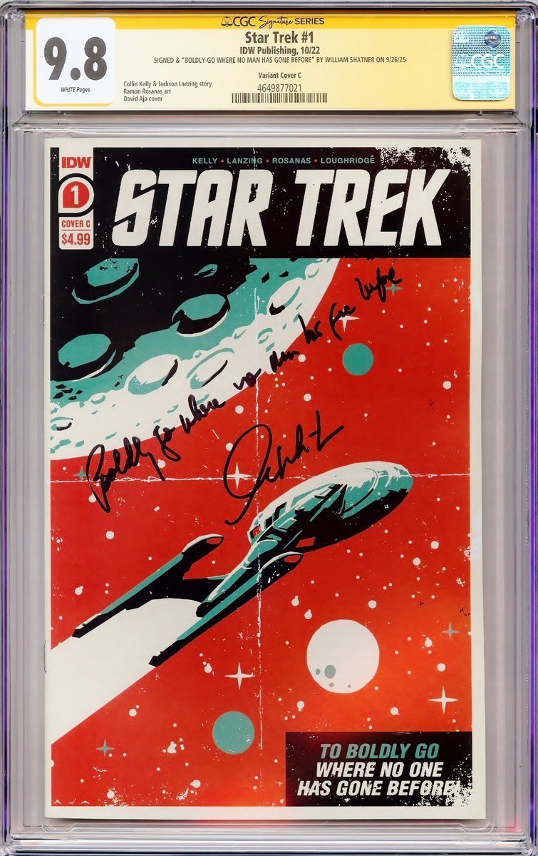 Star Trek #1 Aja Variant Cgc 9.8 Ss Signed William Shatner + "famous Quote"  
🔗 ebay.com/itm/4067178237…  
 #ad
