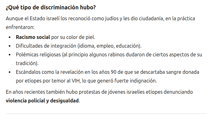 <a href="/icardo8/">Adi el Grande</a> Cuando los judíos de origen etíope, conocidos también con los términos Beta Israel, llegaban a Israel los discriminaban a pesar de ser judíos también.
