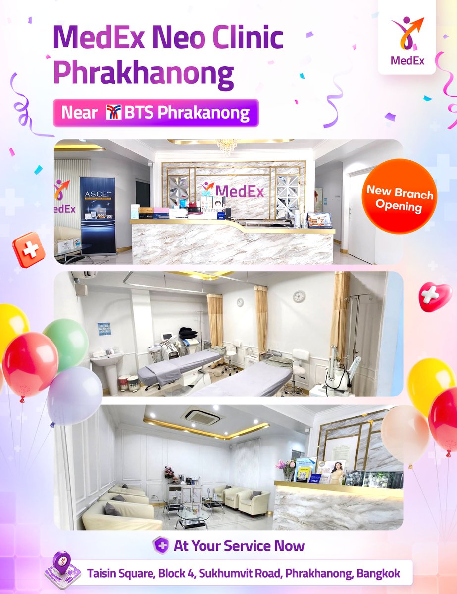 weareMedEx's tweet photo. 🎉 MedEx Neo Clinic Expands to Phrakhanong, Strengthening MedEx’s Integrated Healthcare Network

MedEx  announces the expansion of MedEx Neo Clinic with the opening of its  newest branch in Phrakhanong, located at Taisin Square (Block 4),  Sukhumvit Road, just steps from BTS Phrakhanong. This launch marks a  strategic milestone in the continued growth of the MedEx medical chain  and its mission to build a connected ecosystem of primary care and  diagnostics across Thailand.

MedEx Neo  Clinic represents the frontline of the MedEx model — combining  accessible primary care, comprehensive diagnostics, and  technology-enabled service under one coordinated system. The Phrakhanong  branch is designed to serve working professionals, families,  expatriates, and the surrounding residential community with efficient  walk-in access, structured health screenings, and precision laboratory  testing supported by MedEx’s central diagnostics network.

Unlike  traditional standalone clinics, MedEx Neo Clinic operates within a  broader health-tech framework. Each branch functions as both a care  delivery point and a diagnostic gateway, integrating preventive  medicine, chronic disease management, health optimization, and  laboratory science into a seamless patient journey. From routine  consultations to advanced biomarker testing, patients benefit from  standardized protocols, digital record integration, and rapid turnaround  diagnostics.

The Phrakhanong expansion  reflects MedEx’s scalable clinic model — a lean, agile infrastructure  built to accelerate healthcare access in high-density urban districts.  This approach allows MedEx to deploy new branches efficiently while  maintaining clinical governance, brand consistency, and quality  assurance across its network.

As MedEx  continues to expand its footprint, MedEx Neo Clinic serves as the  cornerstone of its community-based care strategy — bridging everyday  primary care with advanced diagnostics and next-generation health  services. The opening of the Phrakhanong branch further reinforces  MedEx’s commitment to preventive healthcare, early detection, and  long-term health partnerships.

With  this new branch, MedEx strengthens its position as a growing medical  chain redefining primary care and diagnostics in Bangkok.

hashtag#MedExNeoClinicPhrakhanong hashtag#MedExNeoClinic hashtag#MedExNeo hashtag#MedEx