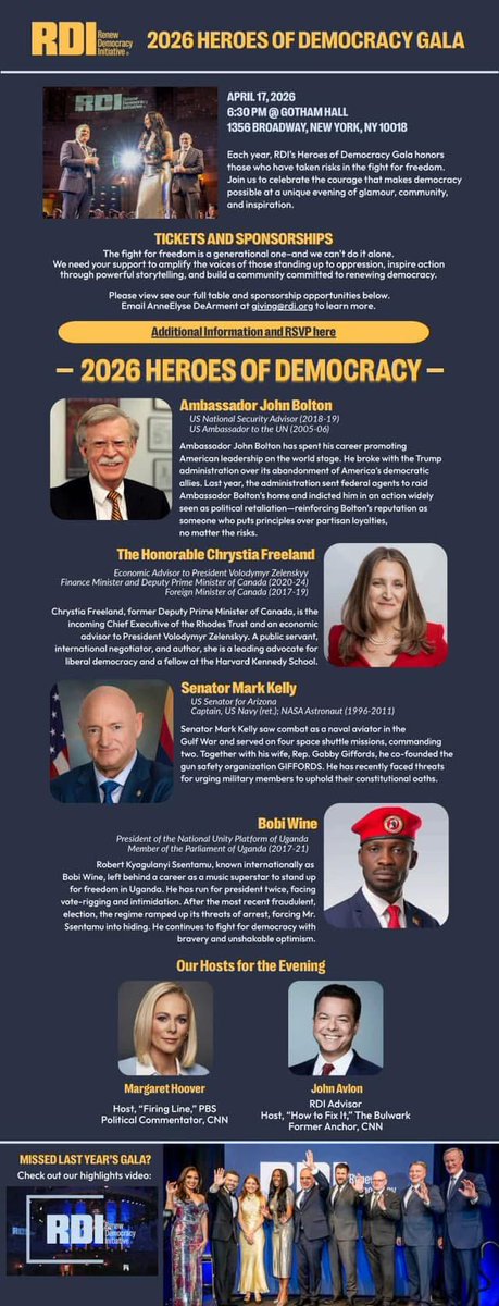 Being recognized at the 2026 Heroes of Democracy Gala by the Renew Democracy Initiative is not just a personal honor for Bobi Wine it is international validation of Uganda’s struggle. While the regime deploys teargas and bullets at home, the world is acknowledging the courage it