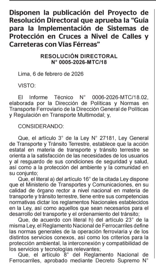 JulioCesar_Ruiz's tweet photo. 🚨IMPORTANTE: TREN CHOSICA - LIMA
Recientemente se ha publicado el proyecto de "Guía para la implementación de Sistemas de Protección en Cruces a Nivel de Calles y Carreteras con Vías Férreas". Una vez aprobada, la guía permitirá salvar todos los obstáculos que han impedido echar a andar el "TREN DE PORKY".