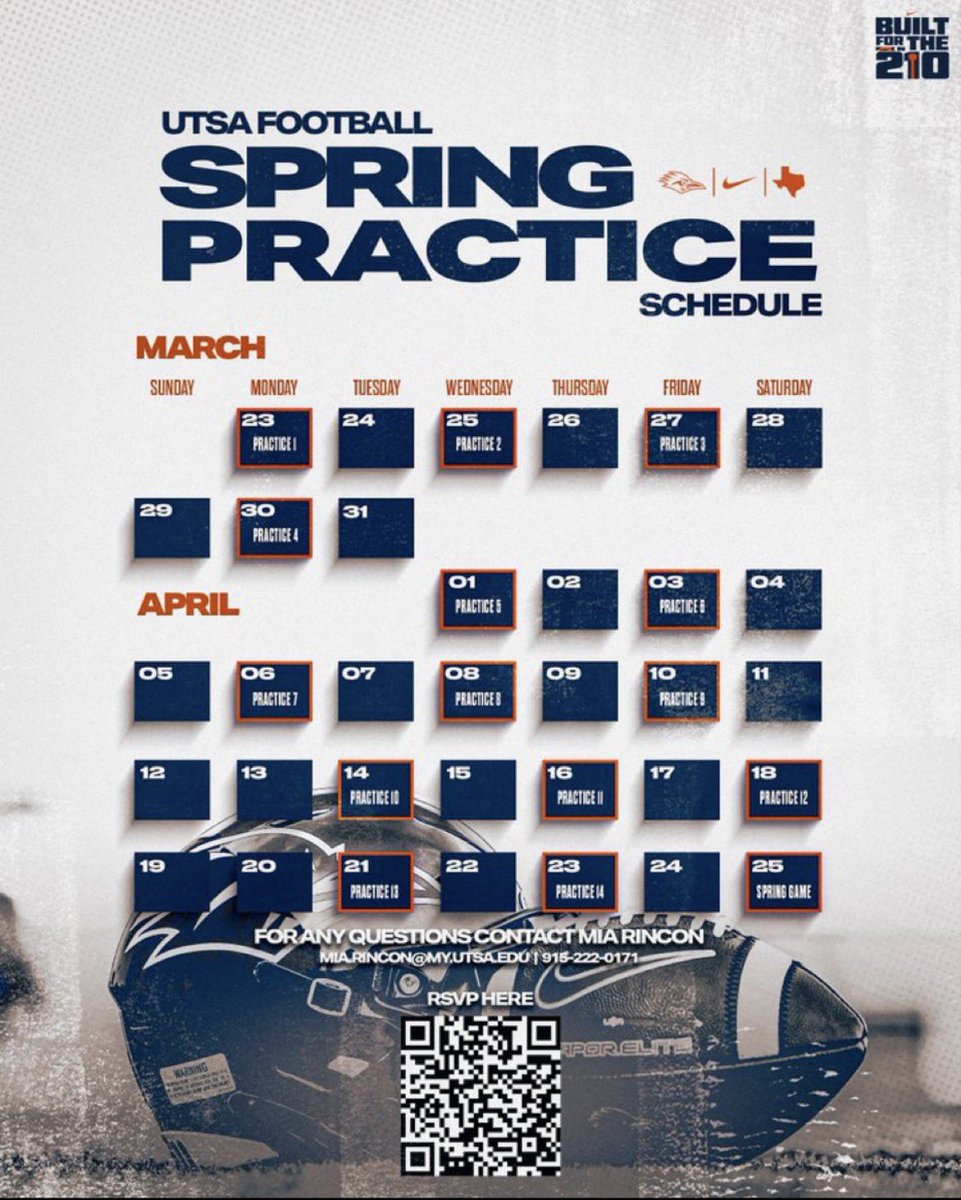 Peyton7698's tweet photo. I’ll be attending UTSA’s spring practice on March 23. Looking forward to seeing the culture, energy, and the work ethic that goes into building a championship program!
@CoachTimYoder @KurtTraylor @JEBuchta07 @coachmerch @thedeepball @APWALK1 https://t.co/bqAc5SSroS