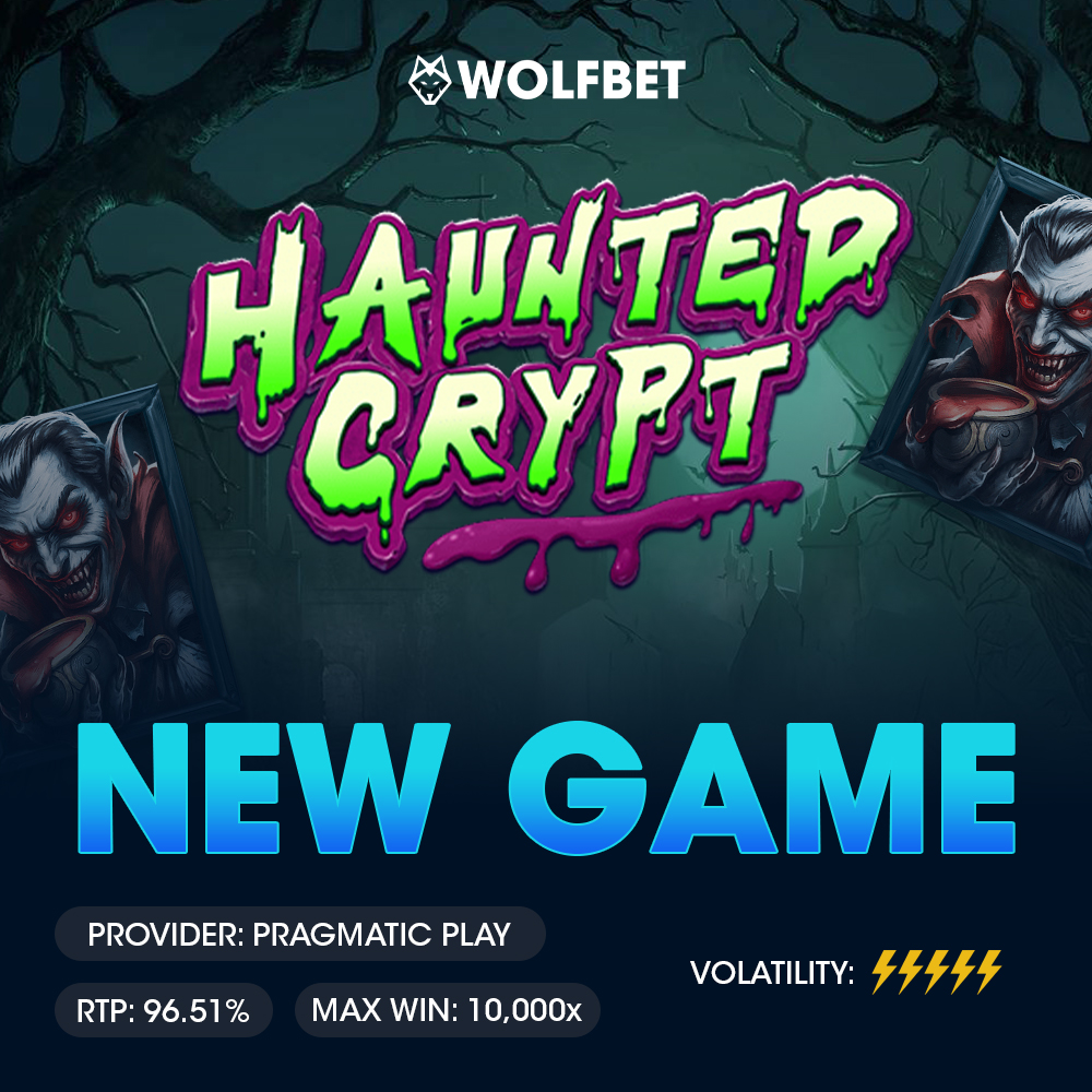 Haunted Crypt is now LIVE in WOLFBET! 🦇

Enter a world of haunting spins with wins up to 10,000x your bet 💸

❤️ + 🔁 + username for a chance to win a BONUS CODE 🎁