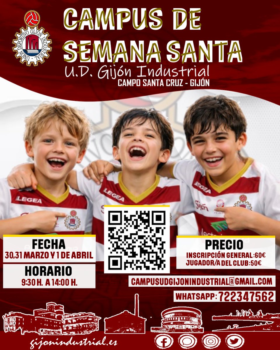 GijonIndustrial's tweet photo. ⚽ Campus de Semana Santa - U.D. Gijón Industrial

El U.D. Gijón Industrial organiza su Campus de Semana Santa, que se celebrará los días 30 y 31 de marzo y 1 de abril en el Campo de Santa Cruz (Gijón).

ℹ️https://t.co/DJ19qX6v16

#MásFabrilQueNunca #campusgijonindustrial https://t.co/y7JTg9CGmK