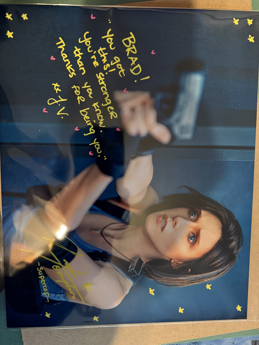 bhuffer's tweet photo. Today I got my signed #JillValentinesDay picture. Thank you so much @NikiLeeTompkins! It looks amazing with the yellow ink on blue and pink hearts all around. #supercop https://t.co/I2fbCxskQ5