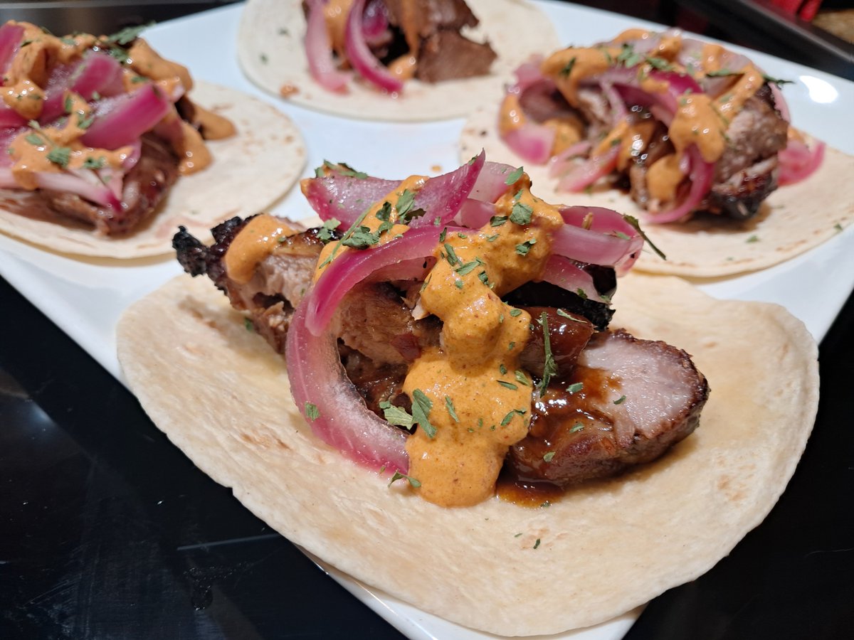 Little chinese/mexican fusion  - char siu pork tacos w/ chipotle mexican crema sauce