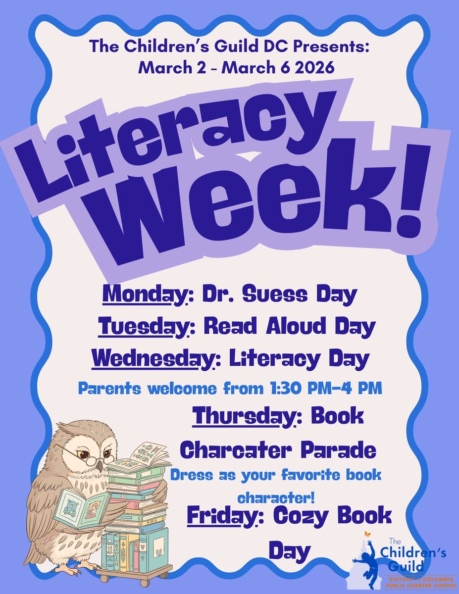 From March 2nd to March 6th, we’re hosting a full schedule of events to get our students excited about reading.

REMINDER: The Scholastic Book Fair is also taking place all week long in our library! 📖

We’re looking forward to a week of learning!