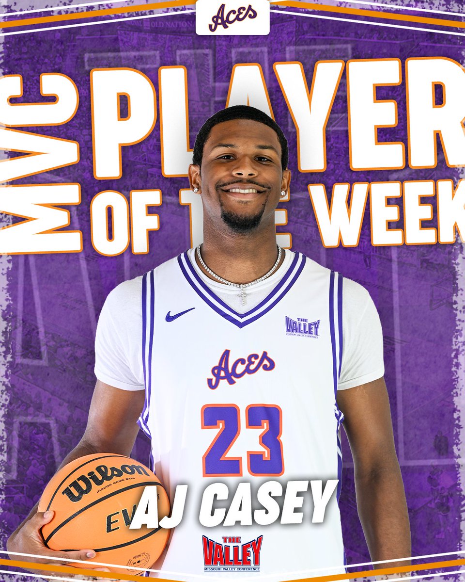 UEAthletics_MBB's tweet photo. In a week that was highlighted by a career-high 37 points and buzzer-beating triple in the win over Valparaiso, UE senior AJ Casey has been named the MVC Player of the Week.

📰 https://t.co/Ew92dnu6NL
🏀 #ForTheAces https://t.co/pMEl2JghMn
