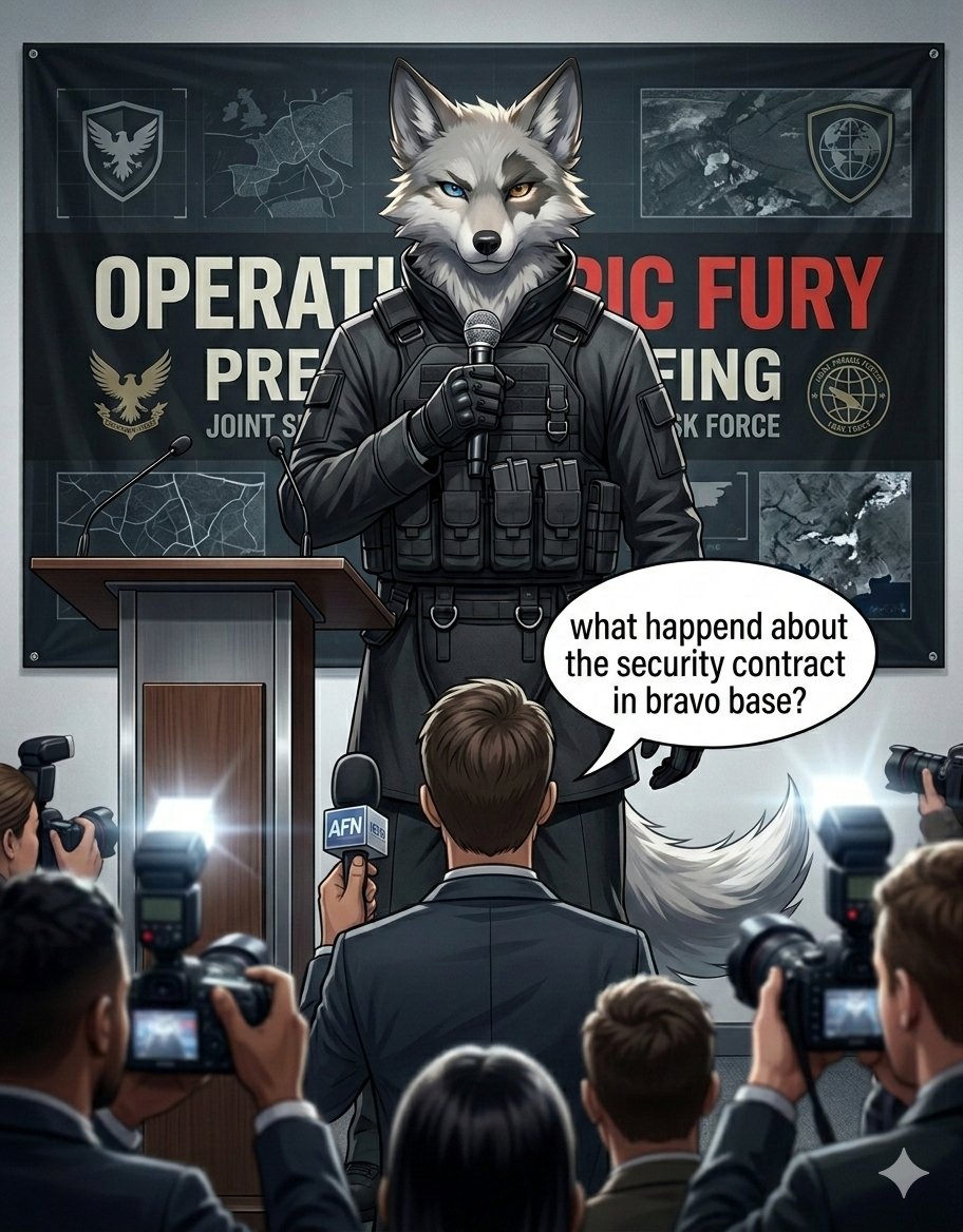 Alyonskaya_'s tweet photo. Unfortunately our service contract with them ended earlier than expected, fortunately our intelligence house informed us of an imminent attack and we were able to evacuate personnel before the bombing.
#AIイラスト #AIart #Furry #BravoBase #OperationEpicFury https://t.co/WrHrkNVWOg