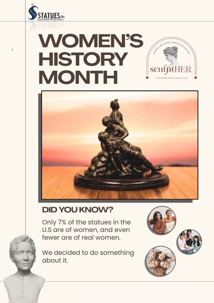 Statuescom's tweet photo. Happy Women's History Month! 
We aim to recognize, immortalize, and honor the women who took us to the moon and back (literally).

#statue #art #womenshistory #womenshistorymonth #feminism #feminist #sculpther #statuesinc #history #beautifulscupltures #dailyart https://t.co/GbMbyauRwQ