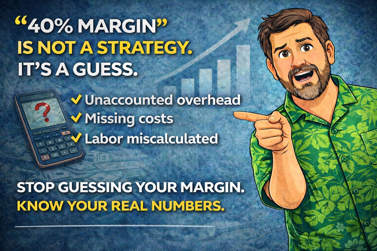 SPFAdvisor's tweet photo. “40% margin” isn’t a strategy—it’s a guess. Without real costs, you’re underbidding. 
Know your numbers. Make profit predictable.
Join us March 22 for From Technician to Entrepreneur at the SPFA Convention 
https://t.co/bV16P3gm8Z https://t.co/CAvLJff7Yy