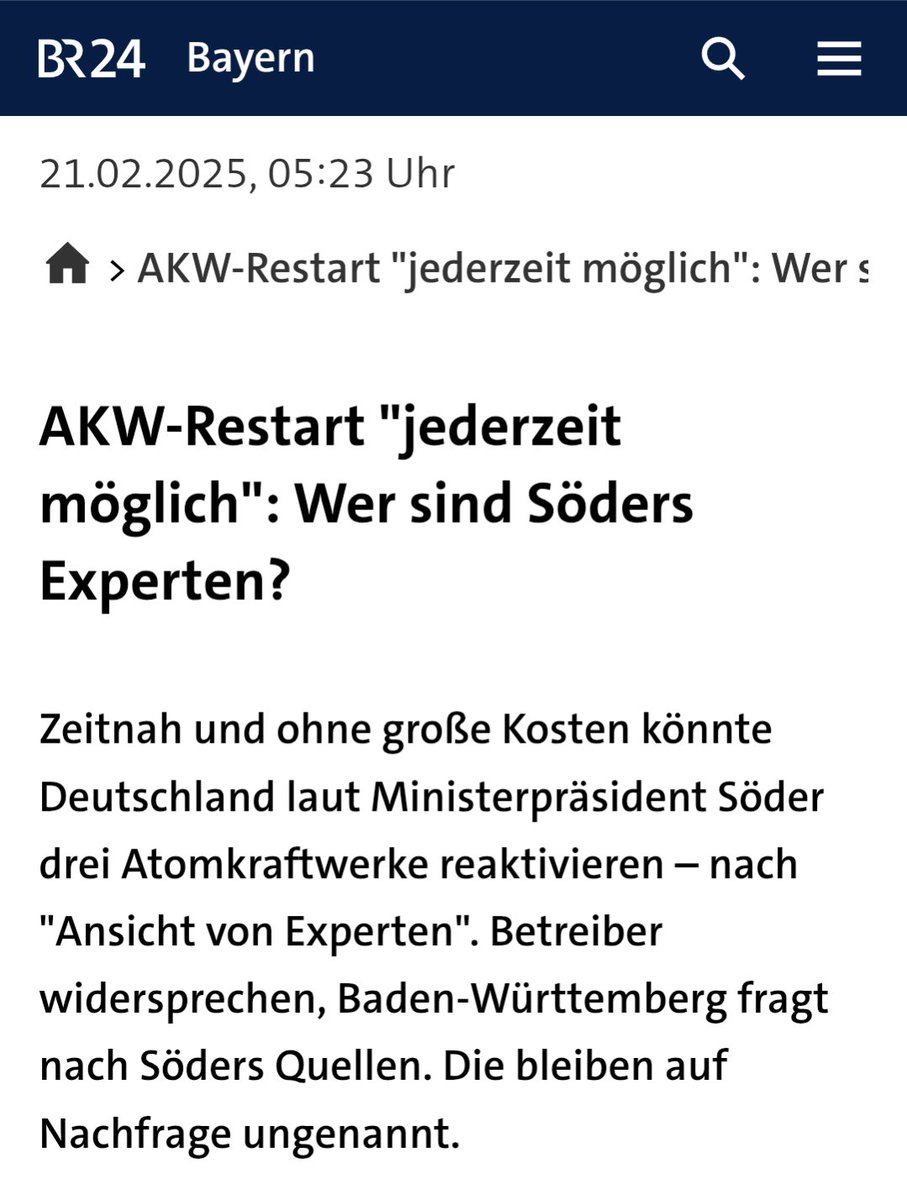 Wieso hat die Union nicht einfach die Atomkraftwerke reaktiviert?
War laut Söder doch jederzeit möglich.