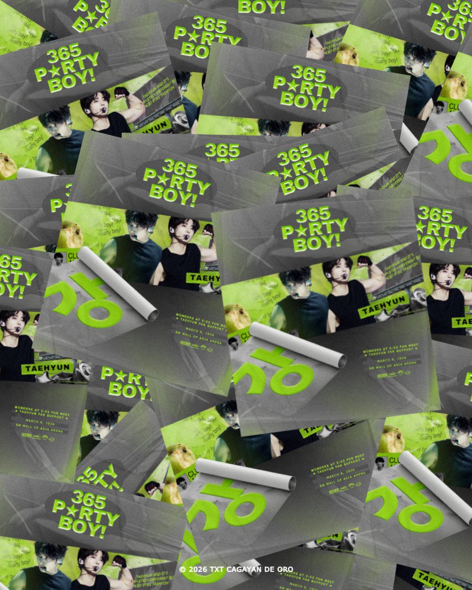 byeolproduction's tweet photo. ★ 𝟯𝟲𝟱 𝗣𝗔𝗥𝗧𝗬 𝗕𝗢𝗬 ★

wonders at 5:53 #taehyun fan support by  @txt_cdo ⊹ ࣪ ˖

🍏 march 8, 2026
🪩 sm moa arena

art by:  @drelaide
amplified by:  @byeolproduction

see you when it gets loud! https://t.co/jlLoRvWfU4