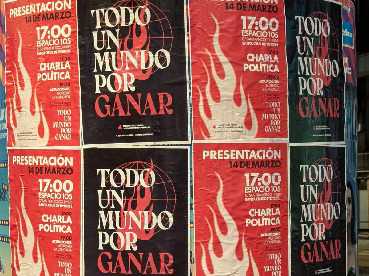 🔴 | Todo un mundo por ganar.

El próximo 14 de marzo presentaremos nuestra propuesta política en Tenerife.

Frente a un imperialismo que sólo nos ofrece guerras, organicémonos para construir la alternativa revolucionaria.

📍 | C/San Francisco, 105, Espacio 105 (SCTF)
🕐 | 17:00