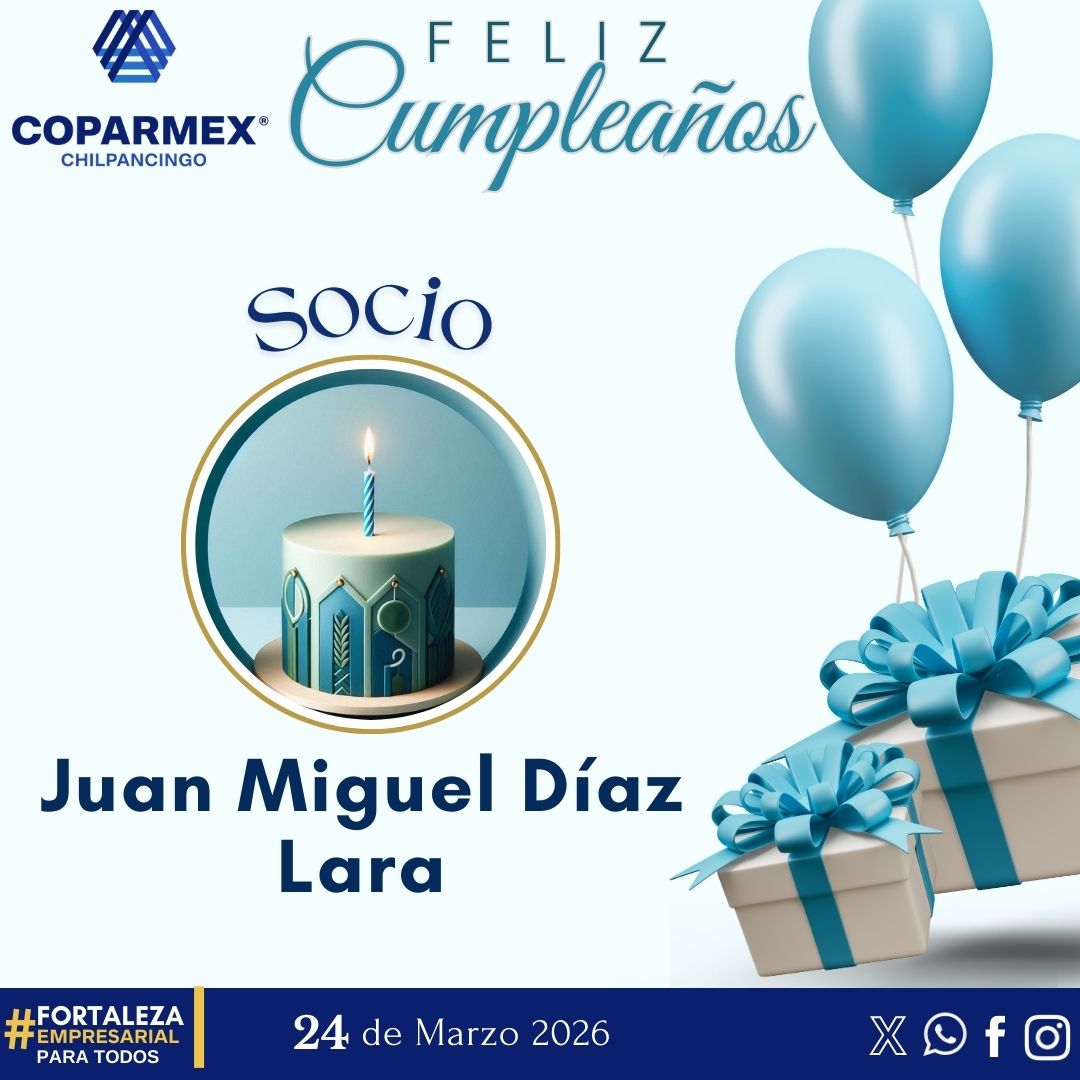 En este día queremos enviar una cálida felicitación a nuestro Socio Juan Miguel Díaz Lara 🎂 quien hoy celebra un año más de vida🎊

Que este nuevo año de vida esté lleno de logros y momentos memorables.
¡Muchas felicidades! 🥂 🥳

#FortalezaEmpresarialParaTodos #Cumpleaños