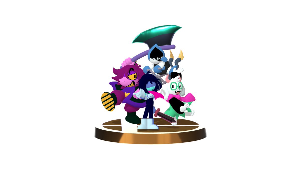 *The Delta Warriors pacify the competition!

(Please bring back the trophies on the next Smash Bros 🙏)
#DELTARUNE #deltarunefanart #SmashBrosUltimate #SuperSmashBros #3dartwork