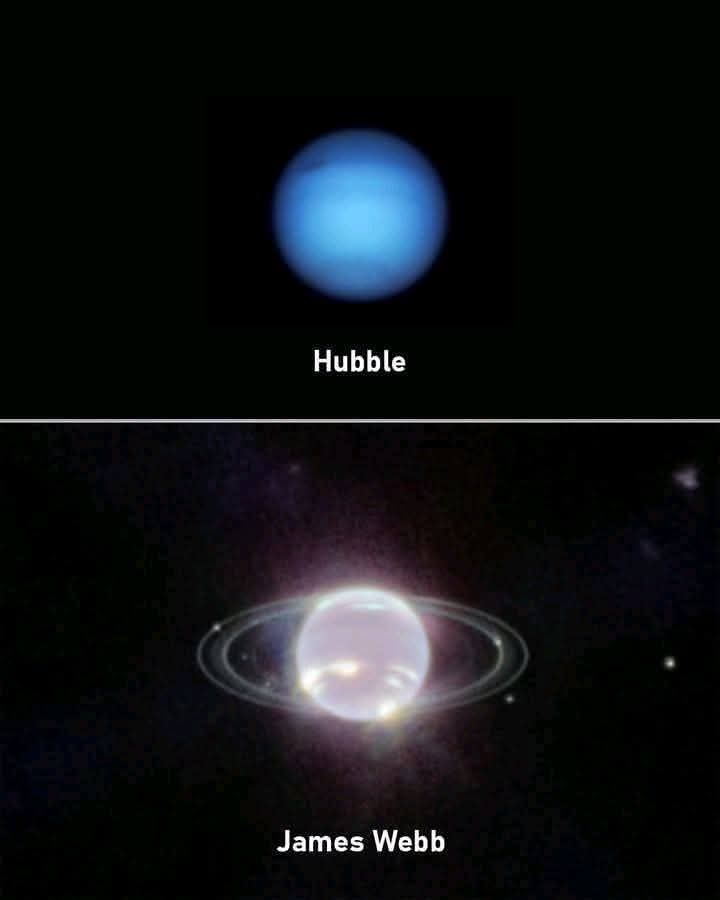Neptune as seen by two different telescopes: Hubble VS JWST