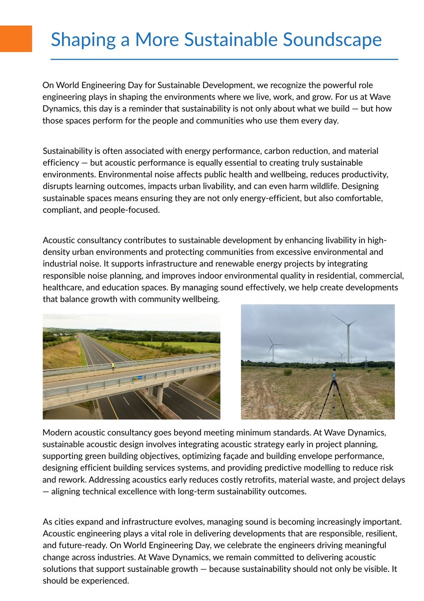 WaveDynamicsAC's tweet photo. On World Engineering Day, we’re highlighting the role of sustainable acoustic engineering in shaping responsible development.

#WorldEngineeringDay #AcousticEngineering #SustainableDesign #BuildingPerformance https://t.co/0OeXIi8PjC