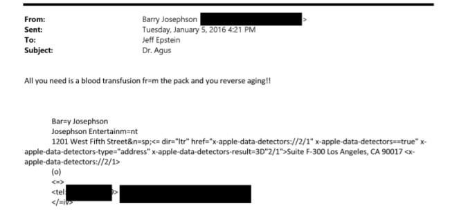JozDire's tweet photo. « Tout ce que tu besoin c'est d'une transfusion de Sang🩸du pack et tu rajeunis »

Le producteur hollywoodien #BarryJosephson qui écrit à Epstein

#EpsteinFiles #EpsteinViles https://t.co/9HlQktGftZ