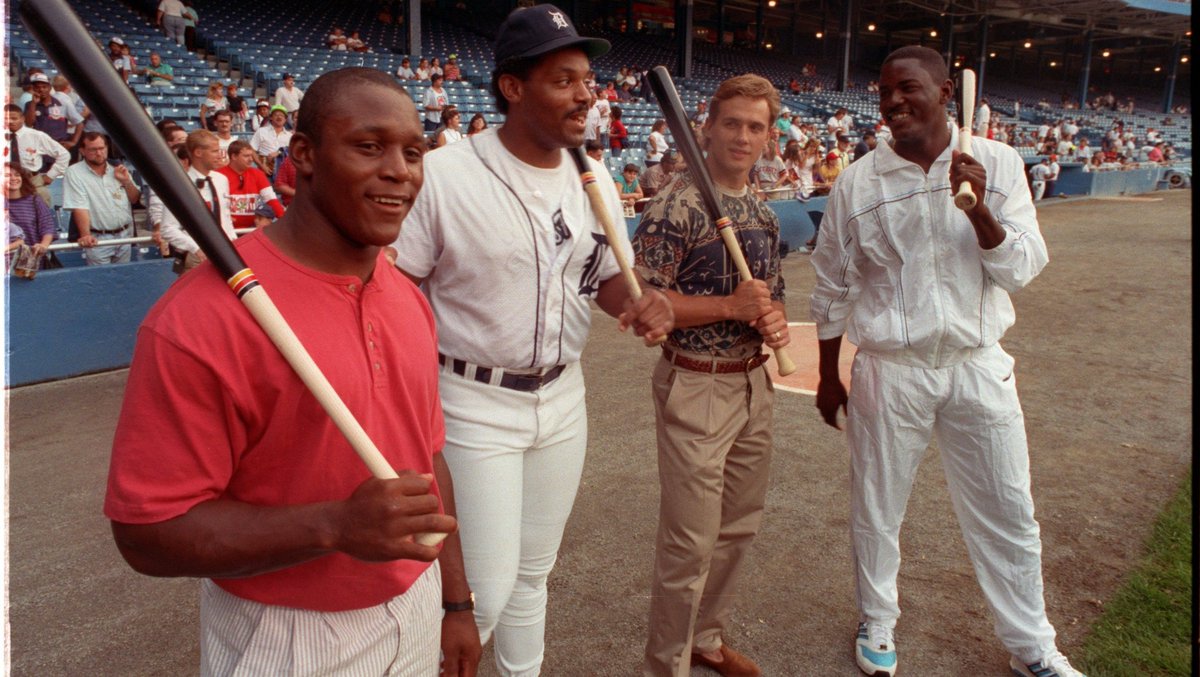 Sanders, Fielder, Yzerman &amp; Dumars at Tiger Stadium 📸 Source: reddit