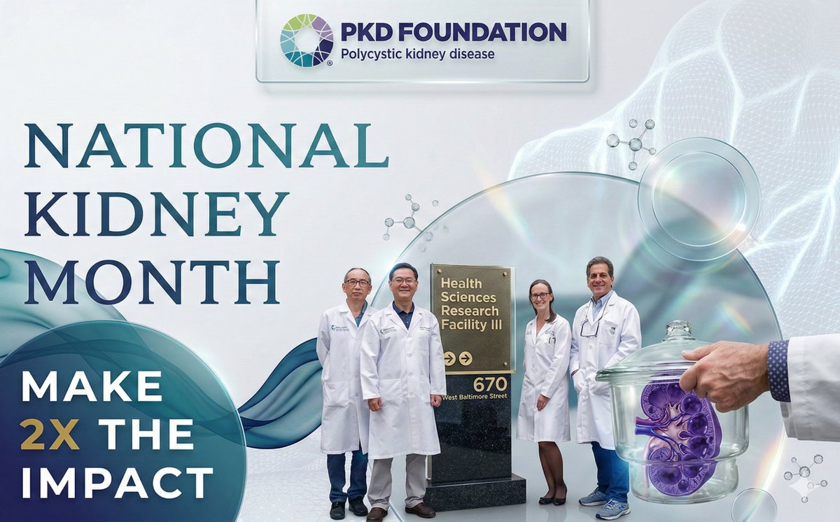 NewEnglandPkd's tweet photo. ๐ March is National Kidney Month! ๐ #NationalKidneyMonth
Yesterday we kicked off a powerful month of awareness, advocacy, and action for the #PKDCommunity.
We are living in what many are calling a โgolden ageโ of #PKDResearchโ a time of unprecedented scientific momentum and real therapeutic progress. Breakthroughs are happening. Hope is growing. But sustained community support is what turns scientific progress into life-changing treatments.
This is where youcome in. โจ
Hereโs how you can help us reach our $90,000 Kidney Month goal:
๐น Engage on social media:
Like, share, and comment on PKD Foundation posts throughout the month. Every interaction expands our reach and strengthens awareness.
Find us here: https://t.co/5TUI7NawPu
๐น Reach out to your network:
Send a quick text, email, or repost. Let your friends and family know that their support fuels research and moves us closer to real treatment options โ and ultimately, a cure.
๐น Spread the word about the match!
All donations will be matched dollar for dollar up to $15,000, thanks to a generous donor. That means every gift has double the impact!
This month is about more than awareness. Itโs about showing whatโs possible when a community rallies behind science, hope, and progress. We are working to give future generations something many before them did not have: real options, real treatments, and one day, a cure. ๐
Thank you for standing with the PKD community and helping make National Kidney Month a success!
#PKDFoundation #PKD #DoubleYourImpact #KidneyHealth #CurePKD