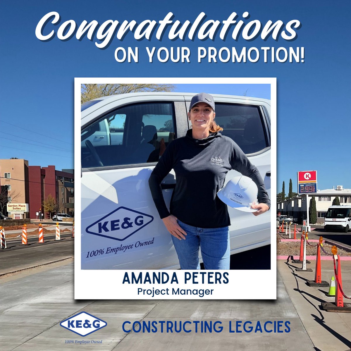 construction_ke's tweet photo. We’re proud to kick off Women in Construction Week by celebrating Amanda Peters on her promotion to Project Manager in our Southern Arizona Division!

#WICWeek #WomenInConstruction #PromoteFromWithin #KEGConstruction #HeavyCivilConstruction #ConstructingLegacies #ESOP https://t.co/2IL1993PMo