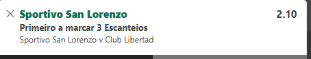 Hexa_Tips's tweet photo. 🇵🇾 Division Profissional 
⚽Sportivo San Lorenzo v Club Libertad

📄San Lorenzo primeiro a marcar 3 Escanteios
💵1 un - 2.10 odds https://t.co/f5qXLeNR8k