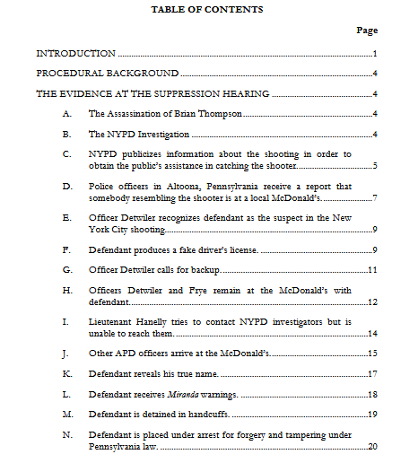 Preclusion Memo Examples Just filed: A 106-page memo from Manhattan prosecutors against Luigi ...