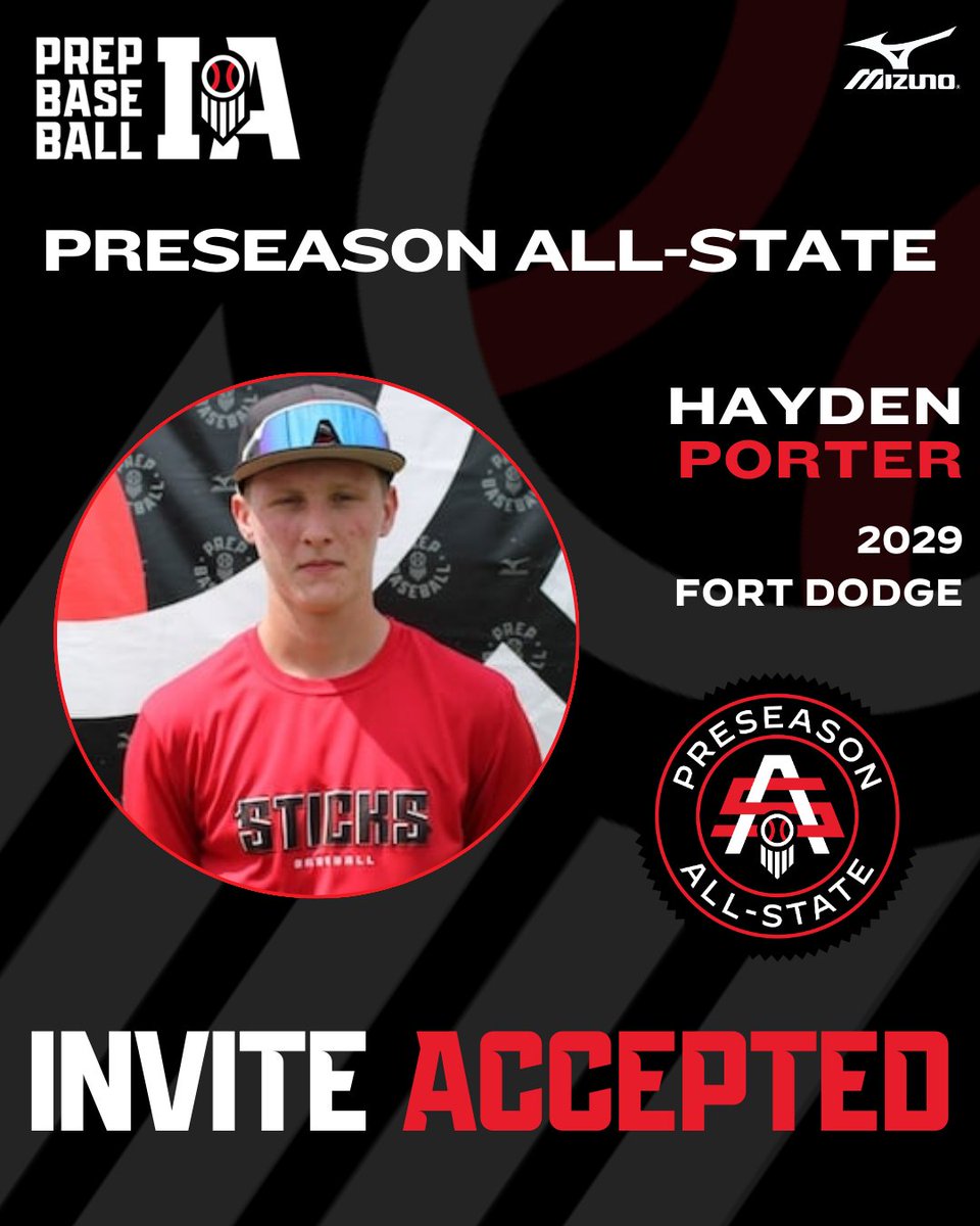 PrepBaseballIA's tweet photo. #𝗜𝗔𝗣𝗔𝗦𝟮𝟲: 𝗜𝗻𝘃𝗶𝘁𝗲 𝗔𝗰𝗰𝗲𝗽𝘁𝗲𝗱 ✅

𝗣𝗿𝗼𝘀𝗽𝗲𝗰𝘁: Hayden Porter
𝗖𝗹𝗮𝘀𝘀: 2029
𝗛𝗦: Fort Dodge
𝗣𝗢𝗦: C/3B

👤: https://t.co/Fja4nkht7m https://t.co/QQLlNccsXv