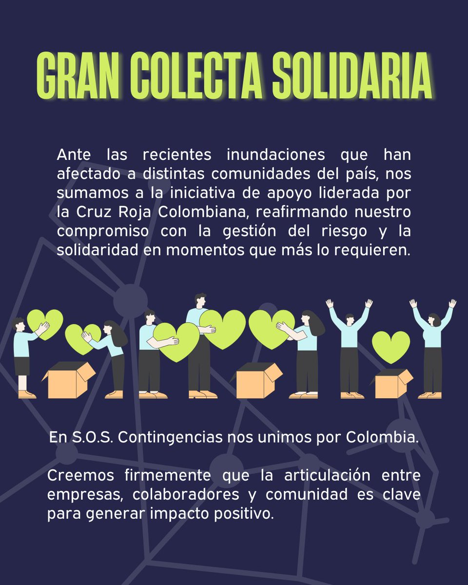 SosContingenci's tweet photo. En S.O.S. Contingencias nos sumamos a la iniciativa de apoyo a través de la Cruz Roja Colombiana e invitamos a nuestros colaboradores, aliados y comunidad a participar en esta Gran Colecta Solidaria.

Cada aporte cuenta. Unidos podemos generar un impacto real. 💙 https://t.co/mkQxprr6b6