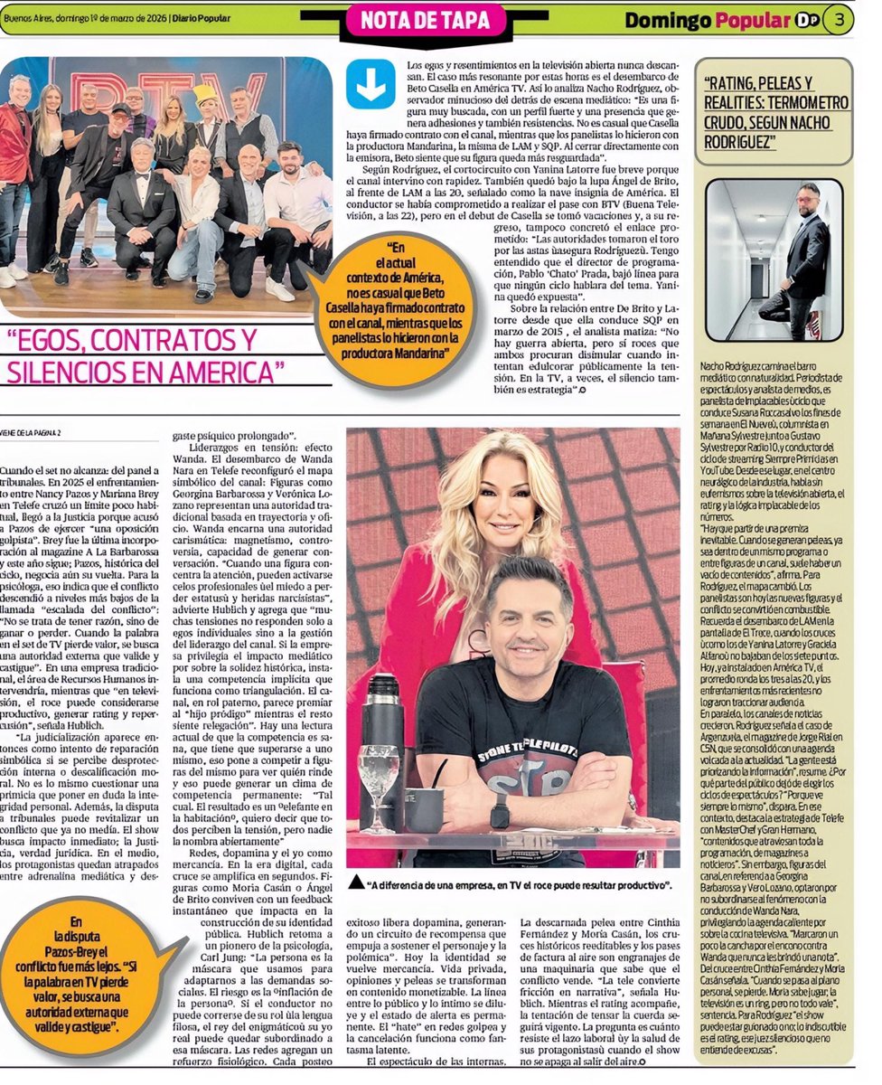 Muchas gracias Luly Vitcop, por tu nota para #DiarioPopular del domingo sobre #Rating y datos de la industria ❤️