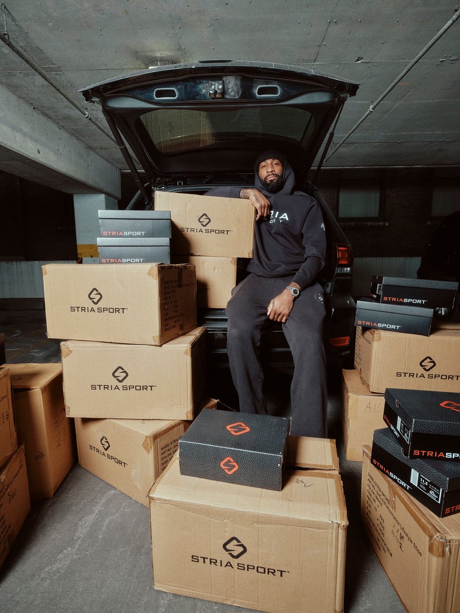 RTNBA's tweet photo. BREAKING: Andre Drummond is skipping the traditional shoe endorsement route to take an ownership stake and creative leadership role with rising footwear brand Stria Sport.

Launched in Chicago in 2021, Stria has already been worn by over 100 pros worldwide and is the official footwear partner for the Harlem Globetrotters’ 100th Anniversary season.