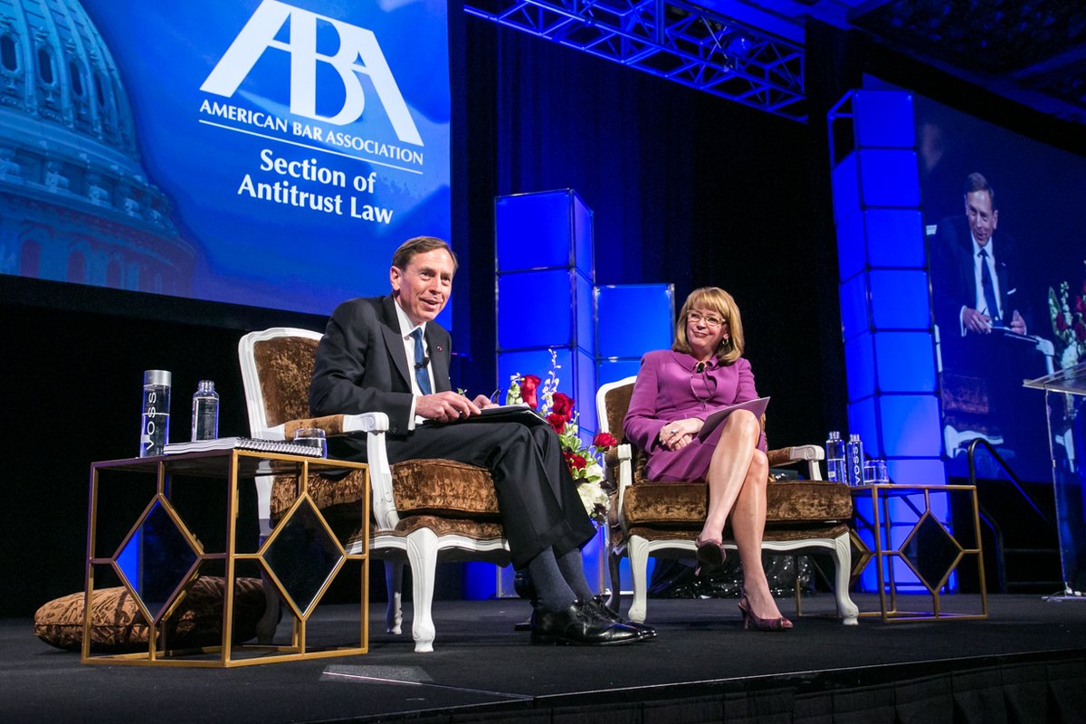abaantitrust's tweet photo. Memories from Spring 2017 with General Petraeus and @DeborahMajoras along with 2017 Section Chair @MacLeodBill and intro by @jarrettarp https://t.co/GYYuhrYulr