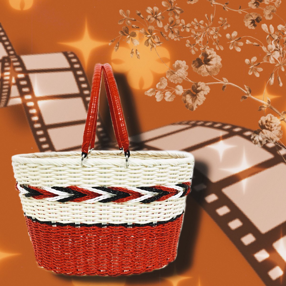 買い物篭 スーパーナイス 赤懐かしいデザイン、形レトロ好き必見