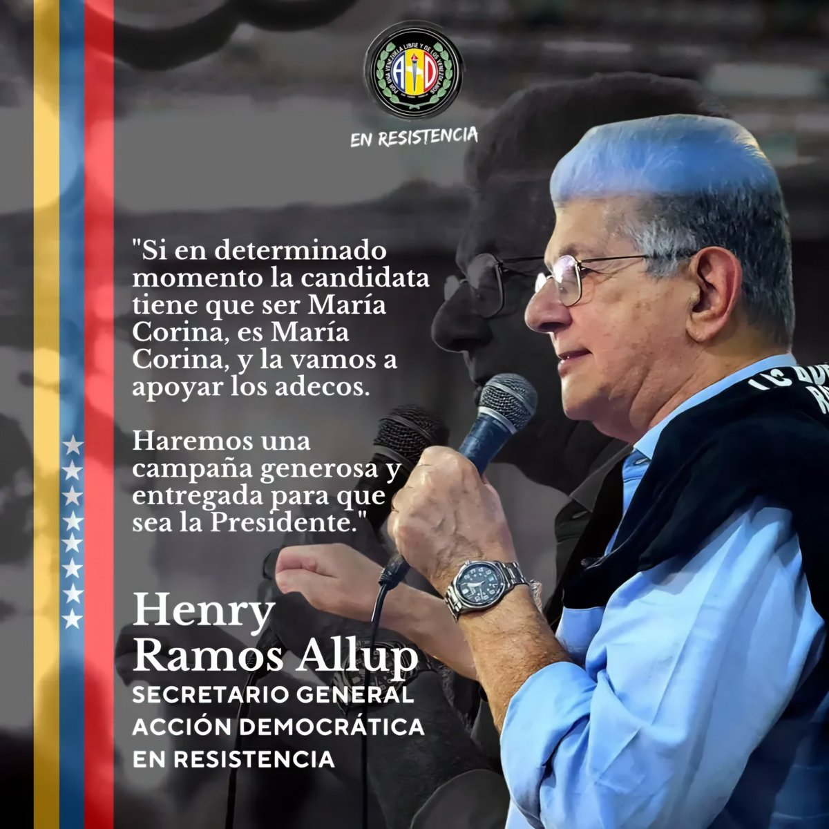 Palabras de nuestro compañero y Secretario General de Acción Democrática en Resistencia, <a href="/hramosallup/">Henry Ramos Allup</a>.🇻🇪

<a href="/ADemocratica/">Acción Democrática</a>
<a href="/ADOrganizacion_/">AD Organización Nacional</a>