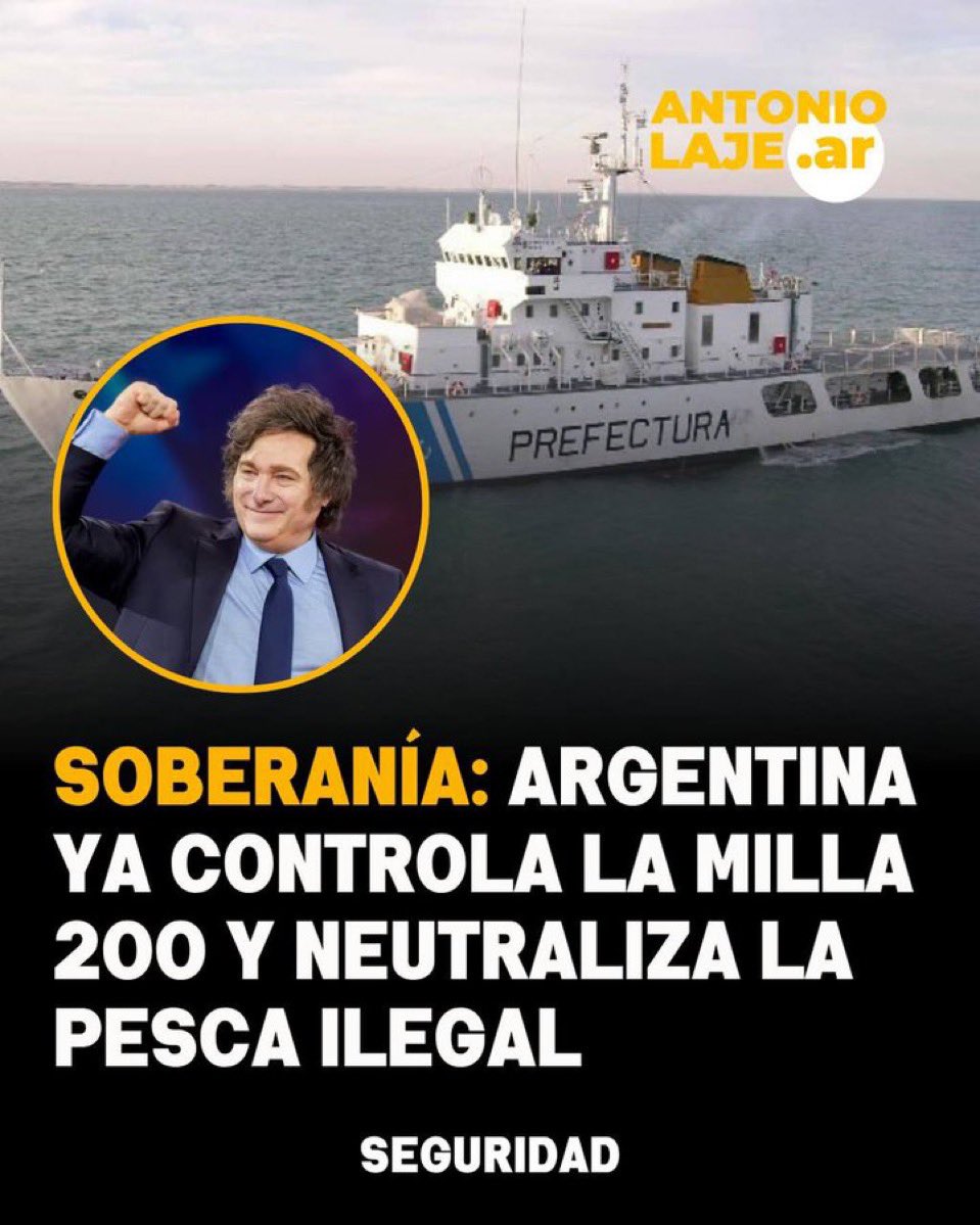 👇🏻SOBERANÍA: Argentina ya CONTROLA la milla 200 y NEUTRALIZA la PESCA ILEGAL

🇦🇷 ¿Estás de acuerdo con esto?

1 - Si ✅
2 - No ❌