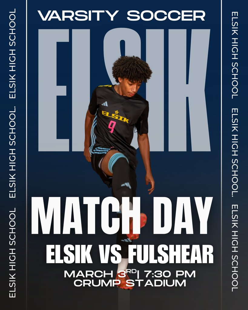 ElsikHighSchool's tweet image. Match Day! 🔵⚽
Elsik takes on Fulshear tonight at 7:30 PM at Crump Stadium. Let’s pack the stands and bring the energy! 💪🐏 #ElsikSoccer #GameDay #RamPride