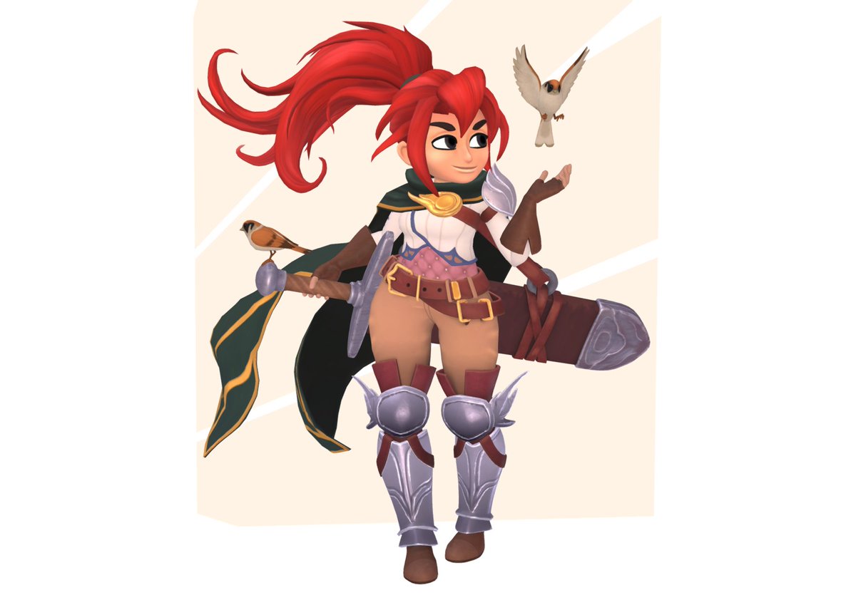 JustinTPhillips's tweet photo. Made this Sparrow Knight slightly chibi character model in February this year.  Full breakdown on artstation. https://t.co/UqnnzIrqyJ  #3dart #fanart shoutout to Michał Sałata for the original concept art I derived this model from. https://t.co/OKE1IJOQ00