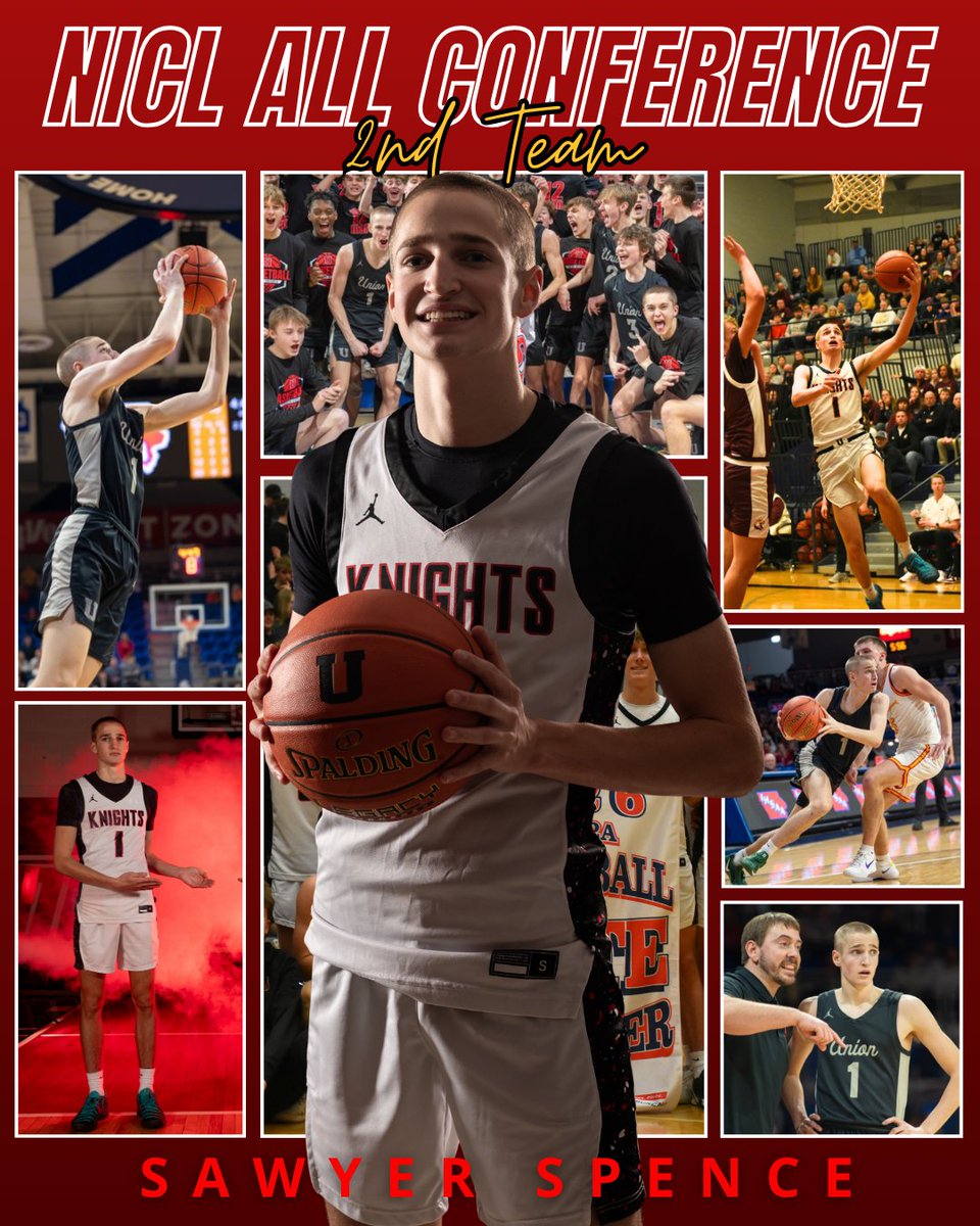 BoosterUnion's tweet photo. Congratulations to the Union Boys Basketball team who had six players earn NICL All Conference honors!  Great job players and coaches! (Post 2 of 2) #iahsbkb

2nd Team:  Cam Mullen
2nd Team:  Sawyer Spence
Honorable Mention:  Maddux DeWinter
Honorable Mention:  Ethan Winnike https://t.co/pxKsYhNNaI