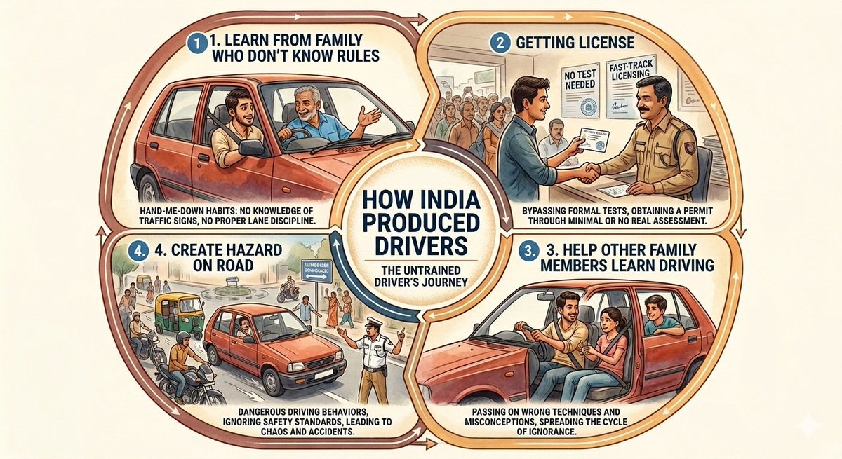 JJPARMAR1111's tweet photo. How in India people start learning driving in improper Way.
#TrafficSafety #RTO #IndiaRoads
#RoadSafety #RTO #India #GovernmentFailure
#RoadSafety #Logistics #India
#Indiaroad
#GlobalStandards
#RTO
@SSAIndia
@PIBMoRTH
@siamindia
@araiindia
@nitin_gadkari
@OfficeOfNG
@AshwiniVaishnaw
@nitin_gadkari
@Nalanda_index
@drifteternal_
@nitin_gadkari
@OfficeOfNG
@AjayTamtaBJP
@hdmalhotra
@MORTHIndia
@NHAI_Official
@nhidcl
@MORTHRoadSafety
@RSGuy_India
@motordave2
@GRSAofficial
@MuskaanNGO
@NHAI_Official
@nhairopatna
@NHAI_RO_CG
@NHAIROGujarat
@NHAIRO_CHD
@NHAIROShimla
@NHAIROJammu
@nhairoranchi
@NHAIROBengaluru
@NHAIROKerala
@AdishankarS
@motordave2
@TopDriverIndia
@autocarindiamag
@TheANI_Official
@SSAIndia
@Nalanda_index
@MyVadodara
@Roadandsafety
@RoadSafetyNGOs
@RoadSafetyWatch
@CVRAMAN61
@pandeyrs
@BarsIndia
@AdishankarS
@AbhinayWithYou