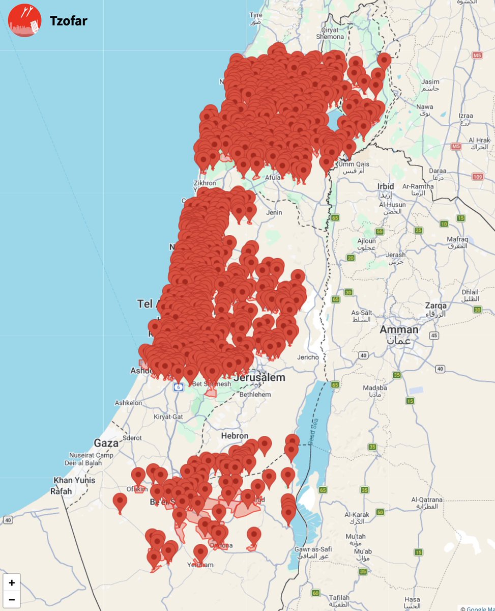 alternativewip's tweet photo. #Israel biggest amount and most widespread israeli red alert warning ive ever seen, 03MAR 00:36 local time - this covering large amount of land including tel aviv and haifa. #RedAlerts #TelAiv #Heifa https://t.co/gxUnmSlgSQ