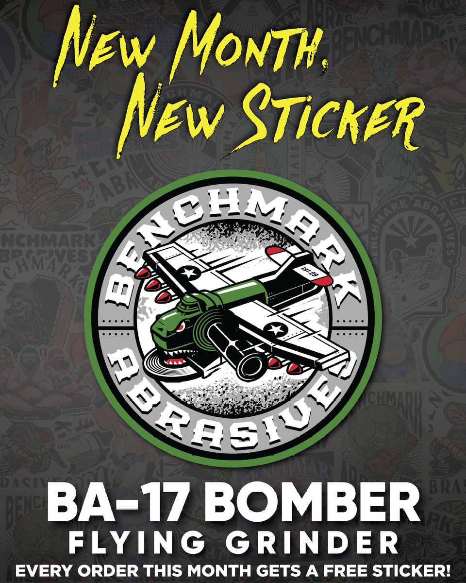 BnchmrkAbrasive's tweet image. March is here and so is our new sticker - the BA-17 Bomber: Flying Grinder.  IYKYK

Every order this month, gets the new sticker!
. . .
#benchmarkabrasives #newsticker #sticker #b17bomber #worldwar2