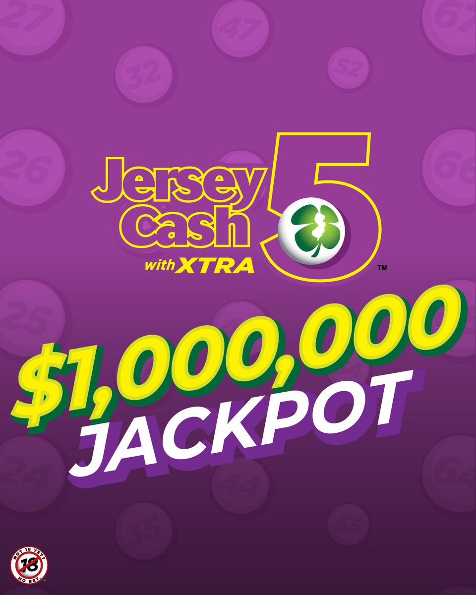 NJLottery's tweet photo. ‼️ Tonight's (3/2) #JC5 jackpot is up to $1,000,000! Are you taking a chance at this life-changing amount? For Jersey Cash 5 game odds, visit https://t.co/4ISh0oxc6H. 💜 https://t.co/RlzyimzBwP